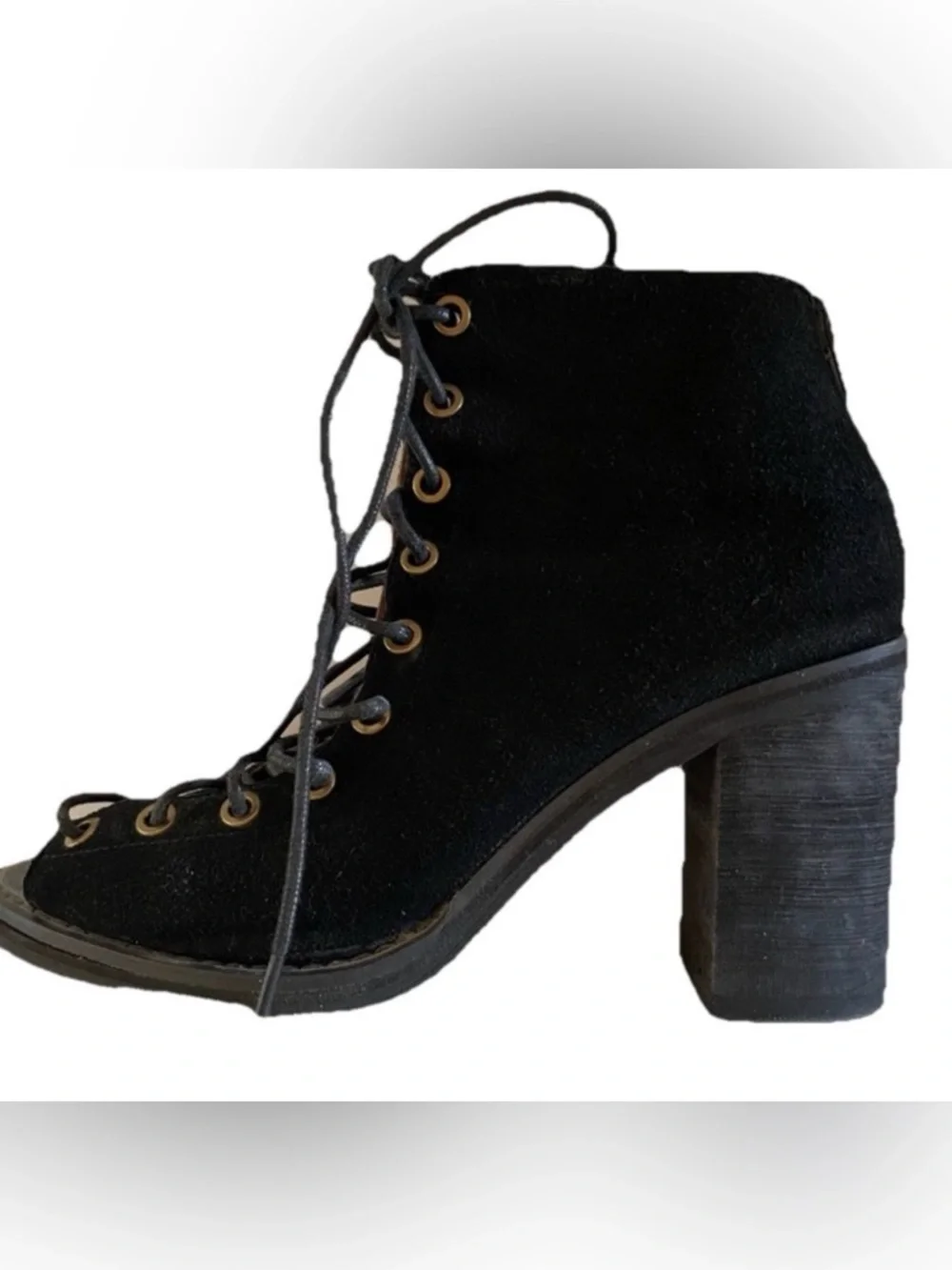 JEFFREY CAMPBELL Cors Black Suede BOOTIES Ankle Boots Size 8.5